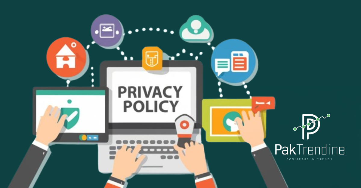 Privacy Policy image with title, key points, and icons representing data protection and contact information.