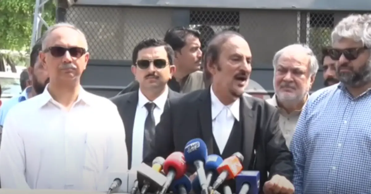 In the picture, Baber Awan say to media about Murderous attack on Umar Ayub