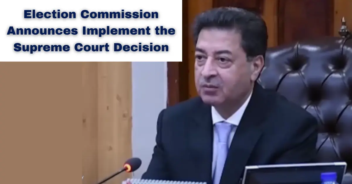 Sikandar Sultan, Chief Election Commissioner of Pakistan, addressing the media about the Supreme Court decision on reserved seats.